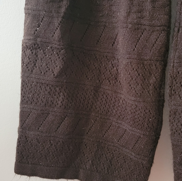 Pacific Dark Brown Vintage Knit Flare Pants w/ Micro Cutouts - Picture 7 of 7